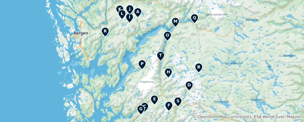 Map of Wilderness Huts and Campsites
