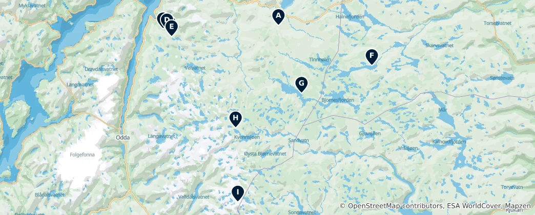 Karte von Hardangervidda Essentials