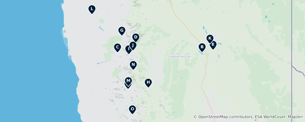 Mapa Desert Campsites & Caravan Parks