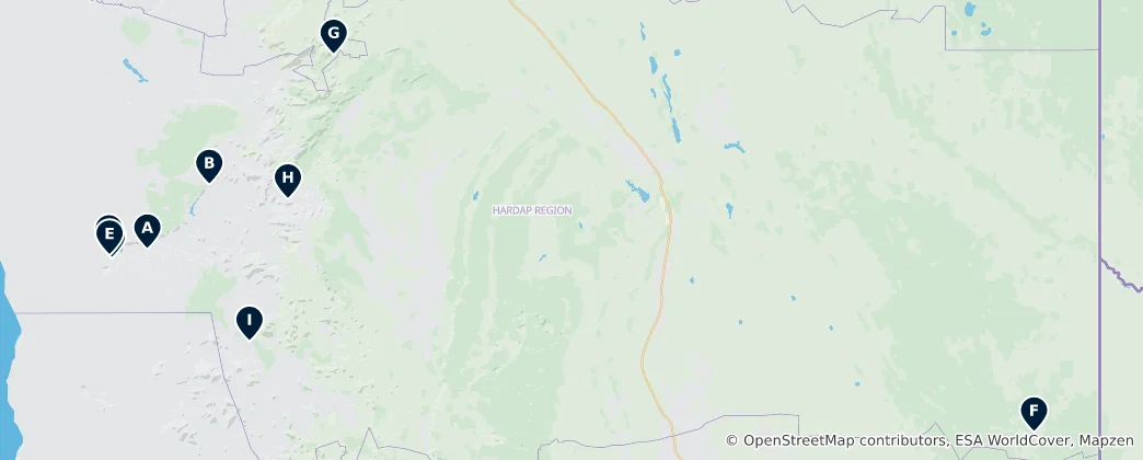 Mapa Iconic Peaks & Viewpoints