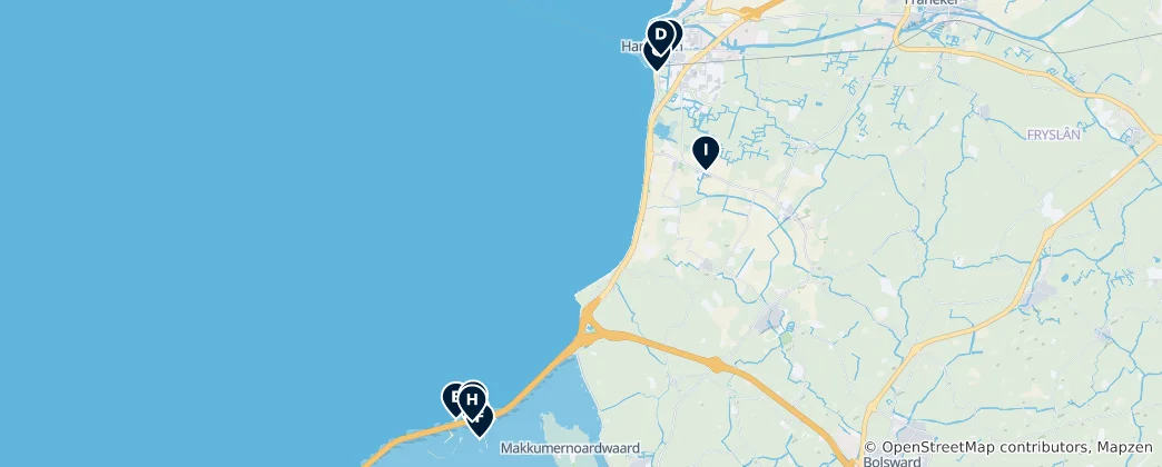 Karte von Heritage Sites in Friesland