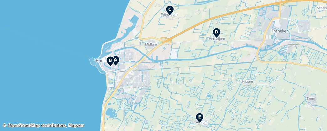 Historic Churches in Harlingen — Karte