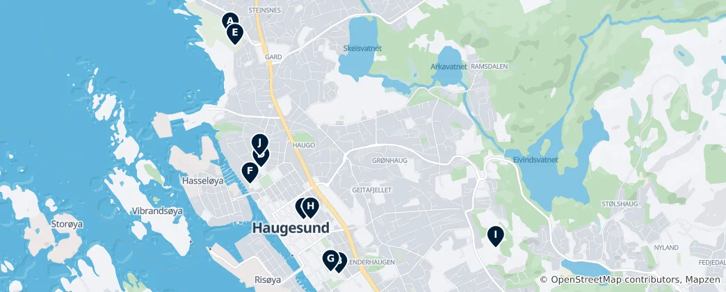 Mapa Haugesund Essentials