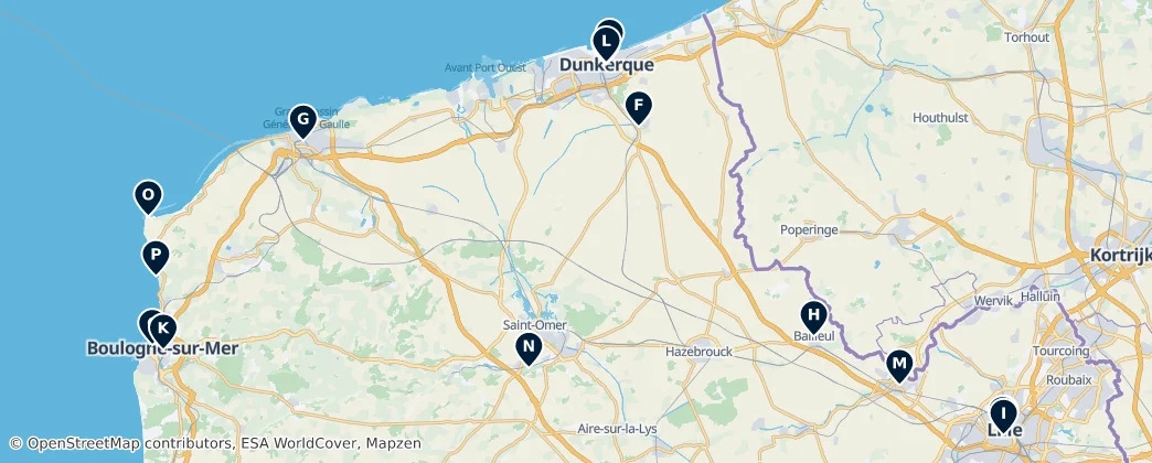 Map of Hauts-de-France Unmissables