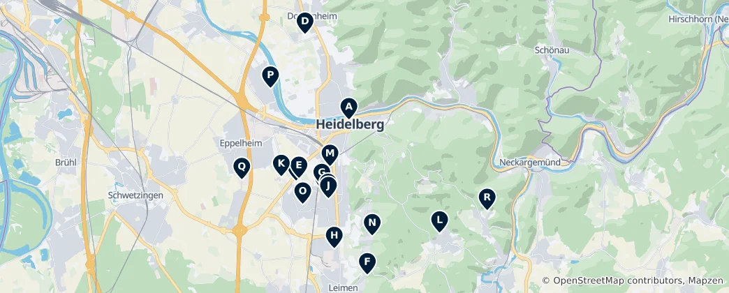 Map of Heidelberg Sports & Recreation