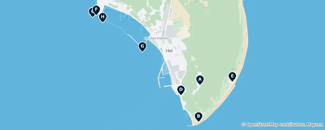 Карта Coastal Attractions in Hel