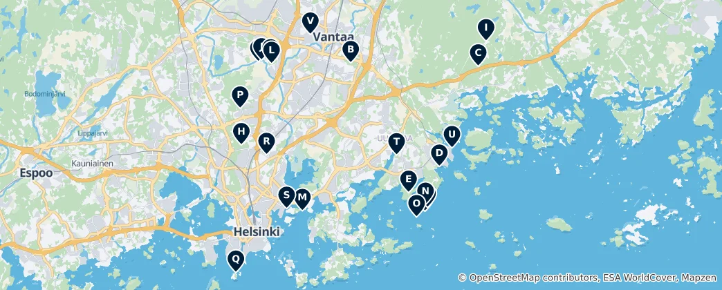 Mapa Helsinki Parks and Nature