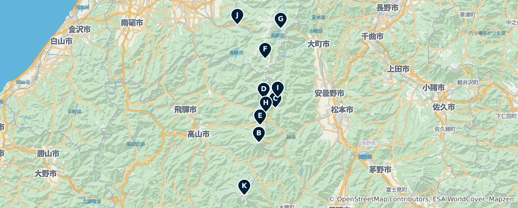 Mappa di Hida Mountains: The Absolute Essentials