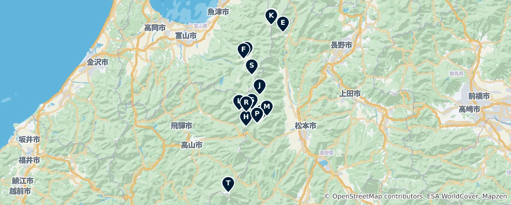 Map of Japanese Alpine Huts & Shelters
