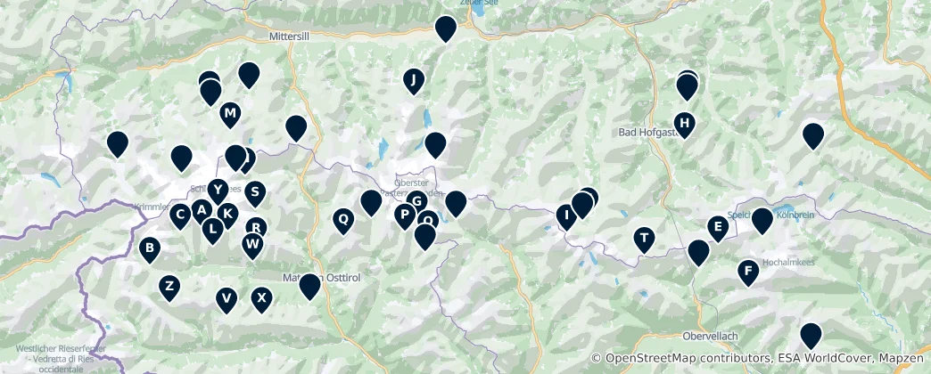 Map of Alpine Huts and Shelters