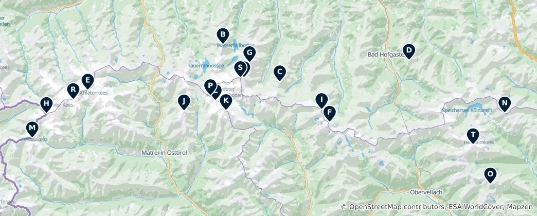 Mappa di Austrian Mountain Peaks