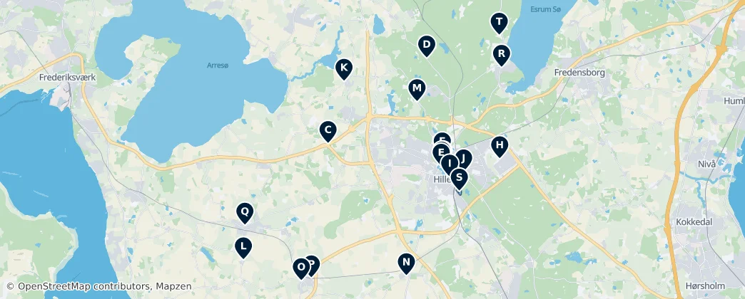 Hillerød's Royal and Historic Essentials — Mapa