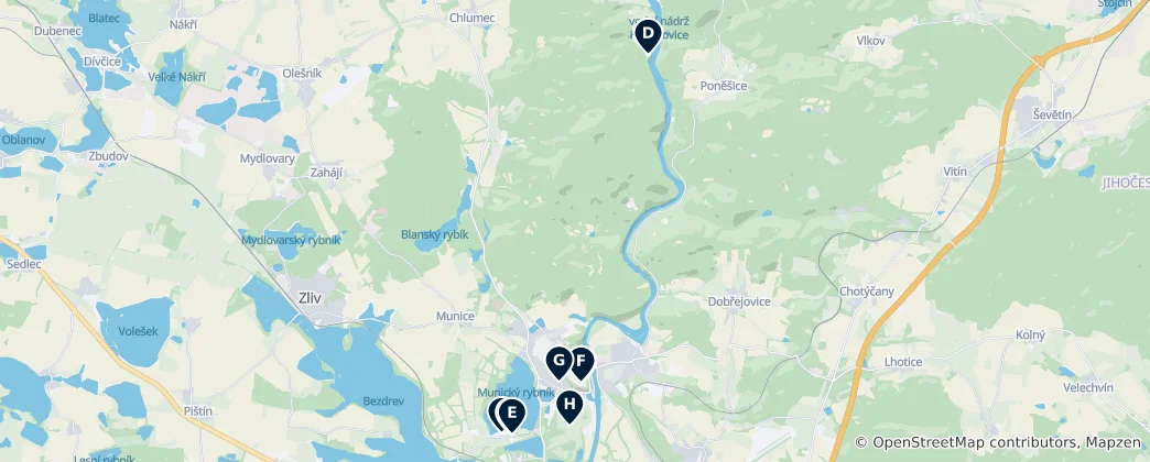 Mapa Hluboká nad Vltavou Essentials