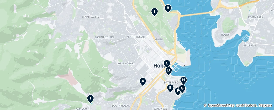 Map of Hobart Parks and Gardens