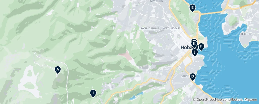 Mappa di Hobart's Absolute Essentials