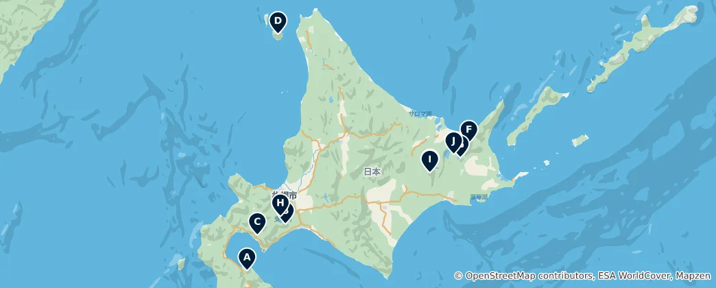 Mapa Japan's Volcanic Wonders