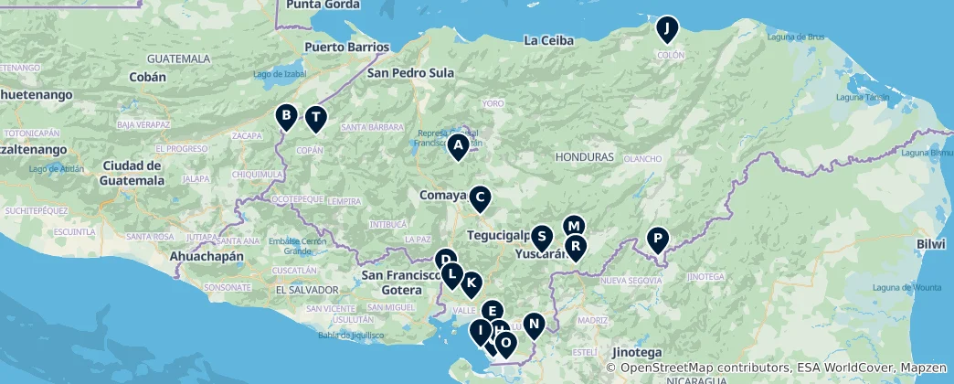Map of Honduras Nature Parks