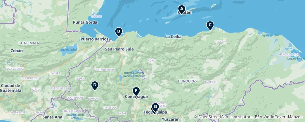Mapa Honduras Unmissables