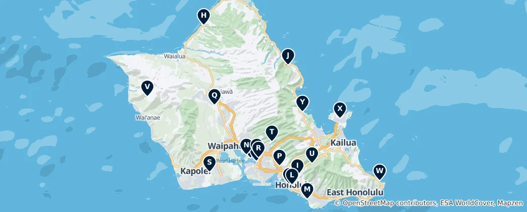 Map of Pearl Harbor Heritage Sites