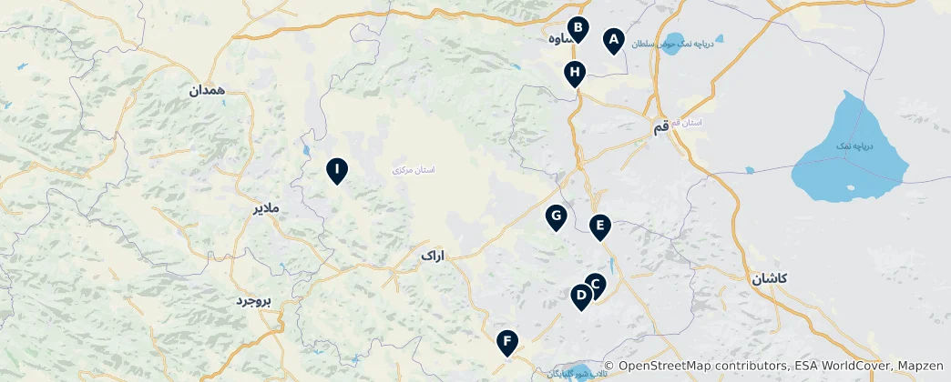 Mappa di Markazi Province Highlights