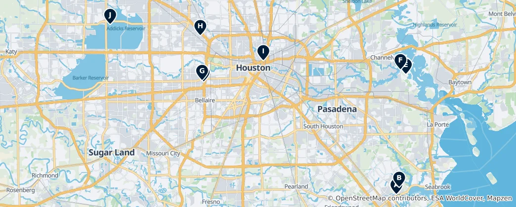 Karte von Houston Must-Sees