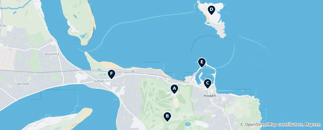 Mapa Howth Castles and Ruins