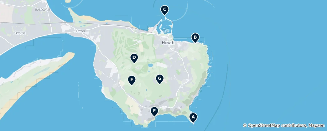 Mapa Howth Coastal Highlights
