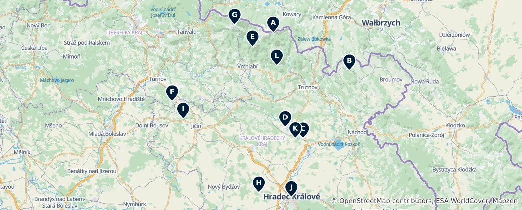 Map of Královéhradecký kraj Essentials