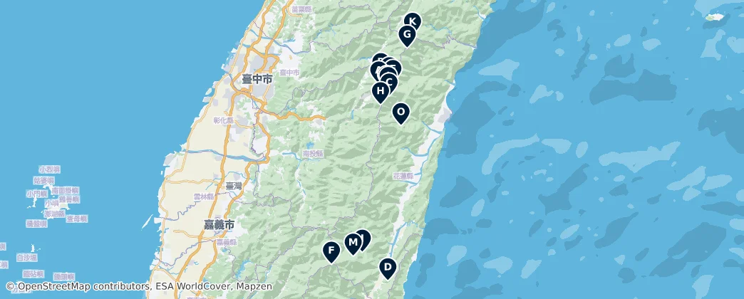 Hualien Peaks and Mountain Huts — Mapa