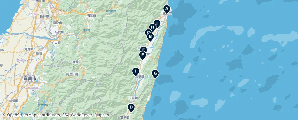 Hualien's Best Attractions — Mapa