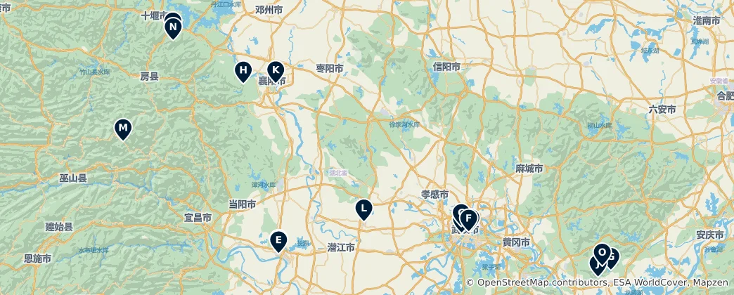 Mapa Cultural Landmarks in Hubei