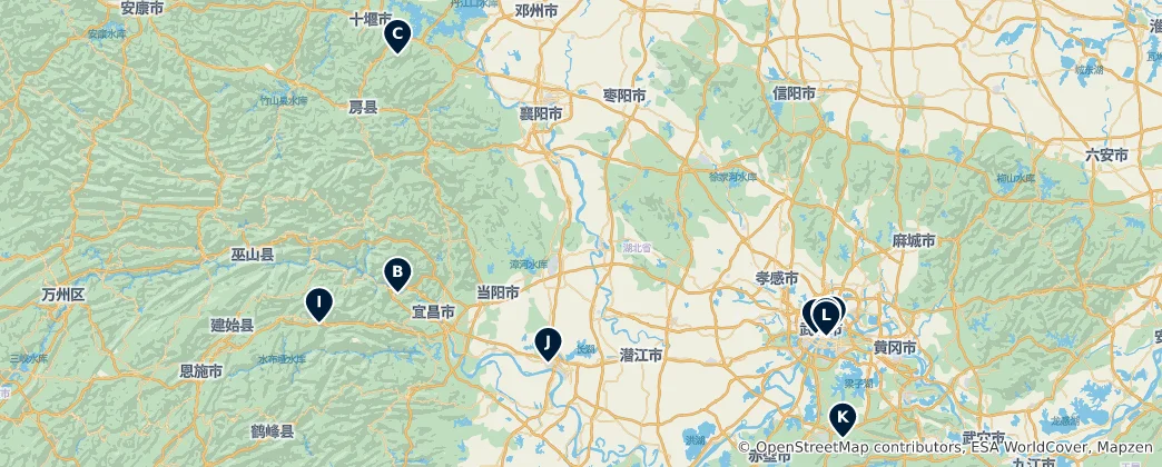 Mappa di Hubei Province Essentials