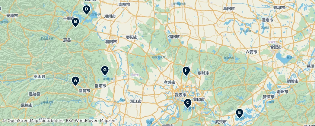 Map of Natural Wonders of Hubei