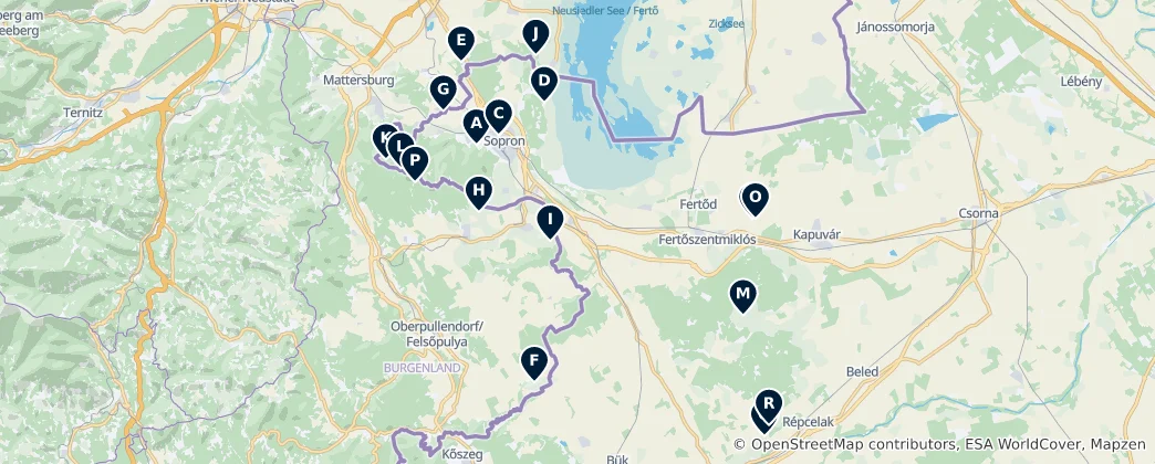 Mapa Hungarian Heritage Trail