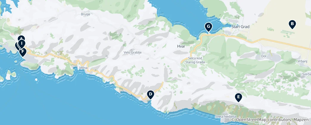 Map of Hvar's Absolute Essentials