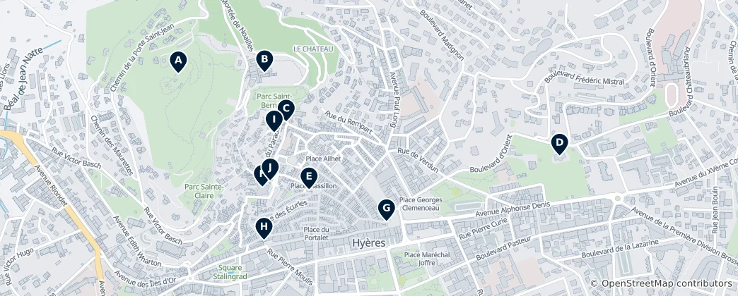 Map of Historic Sites in Hyères