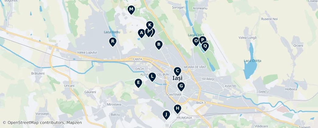 Map of Iași Parks and Green Spaces