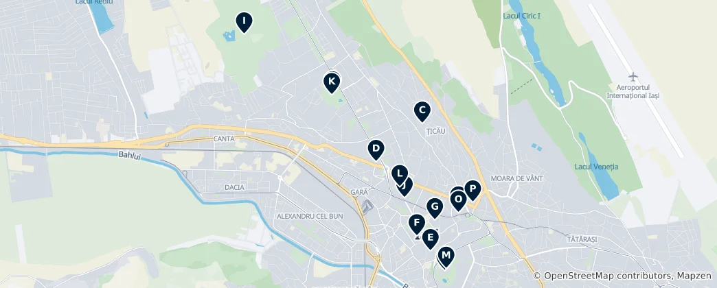 Iași's Essential Landmarks 지도