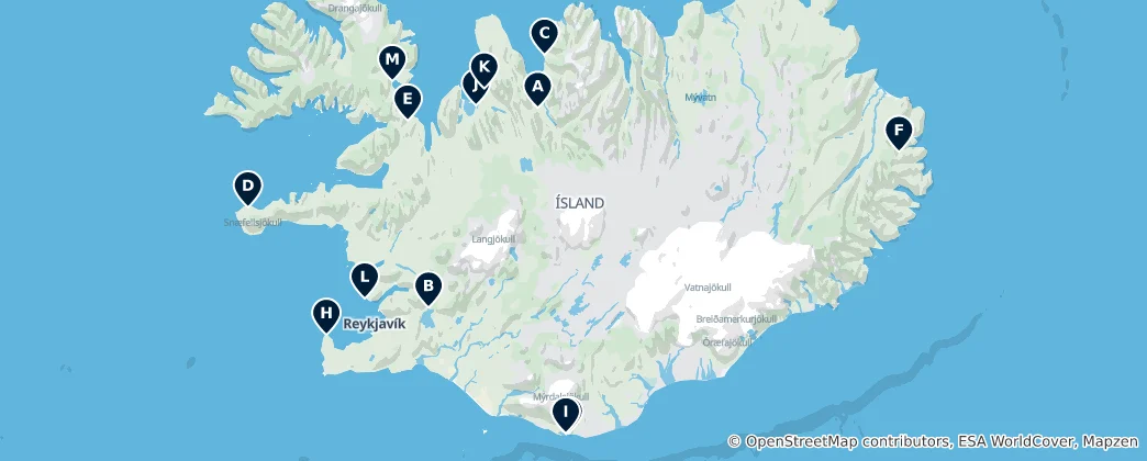 Mapa Historic Icelandic Churches