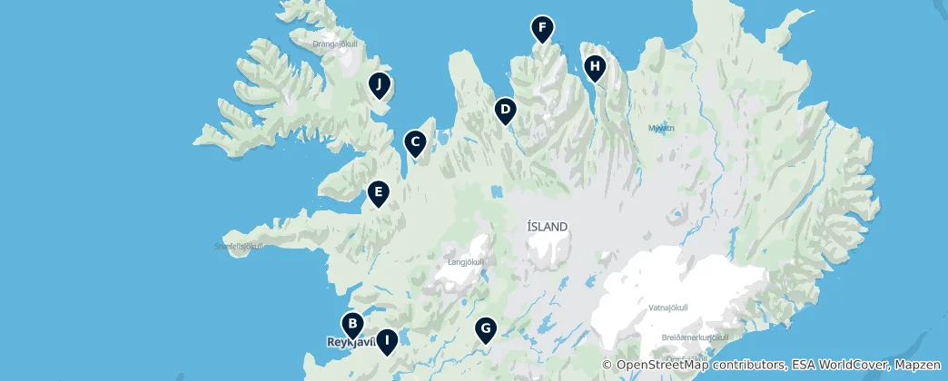 Mapa Icelandic Museums & Galleries