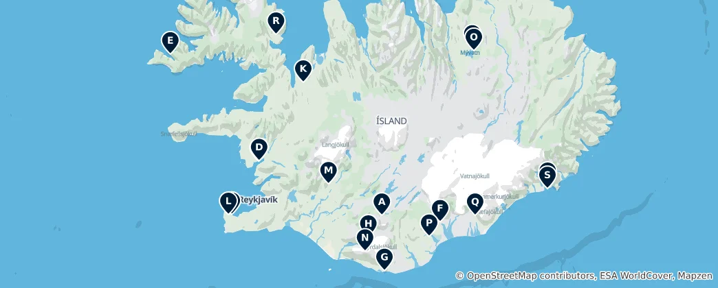 Mapa Icelandic Stays