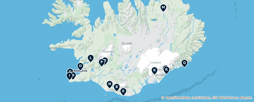 Map of Iceland's Absolute Essentials