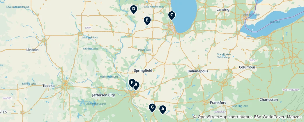 Mappa di Scenic Lookouts and Towers