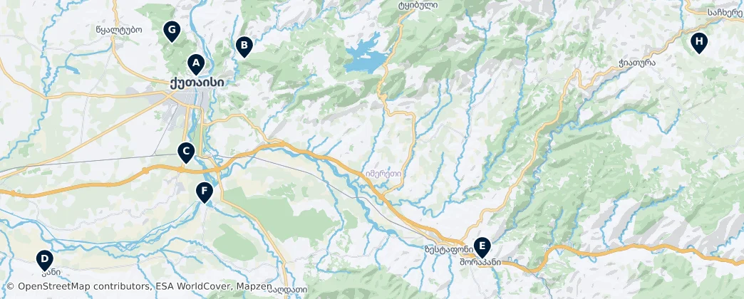 Map of Historic Sites in Imereti
