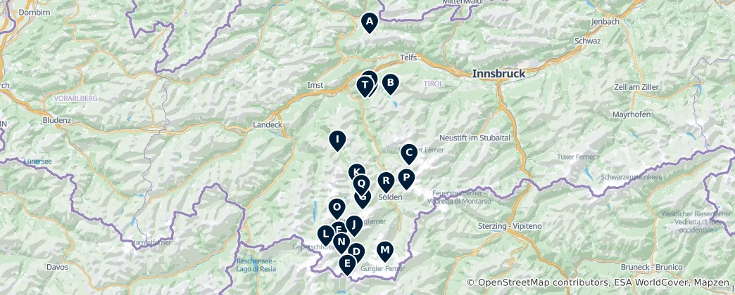 Map of Alpine Huts and Cable Cars