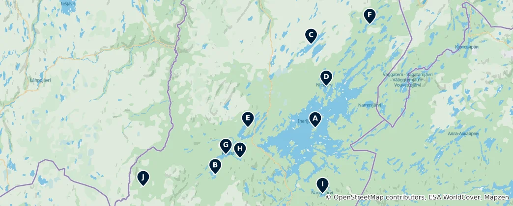 Mapa Lakes and Ponds of Lapland