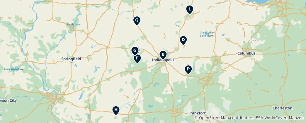Map of Indiana Heritage Trail