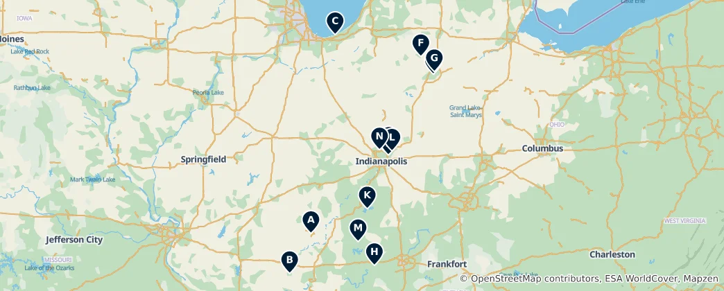 Map of Indiana Parks and Recreation