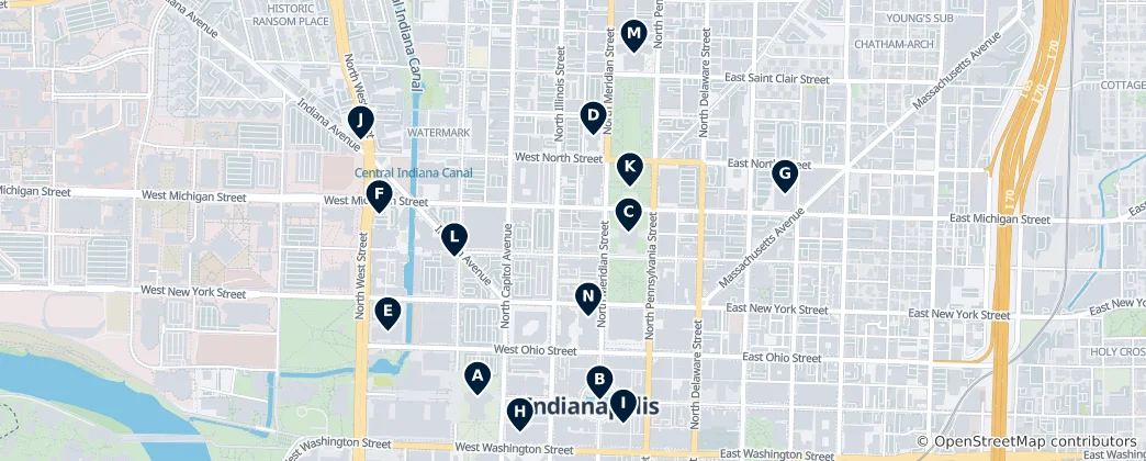 Mapa Indianapolis Must-Sees