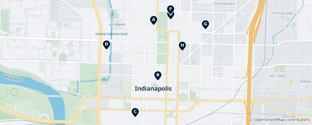 Mapa Indianapolis Religious Sites
